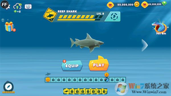 饥饿鲨进化999999钻999999金币